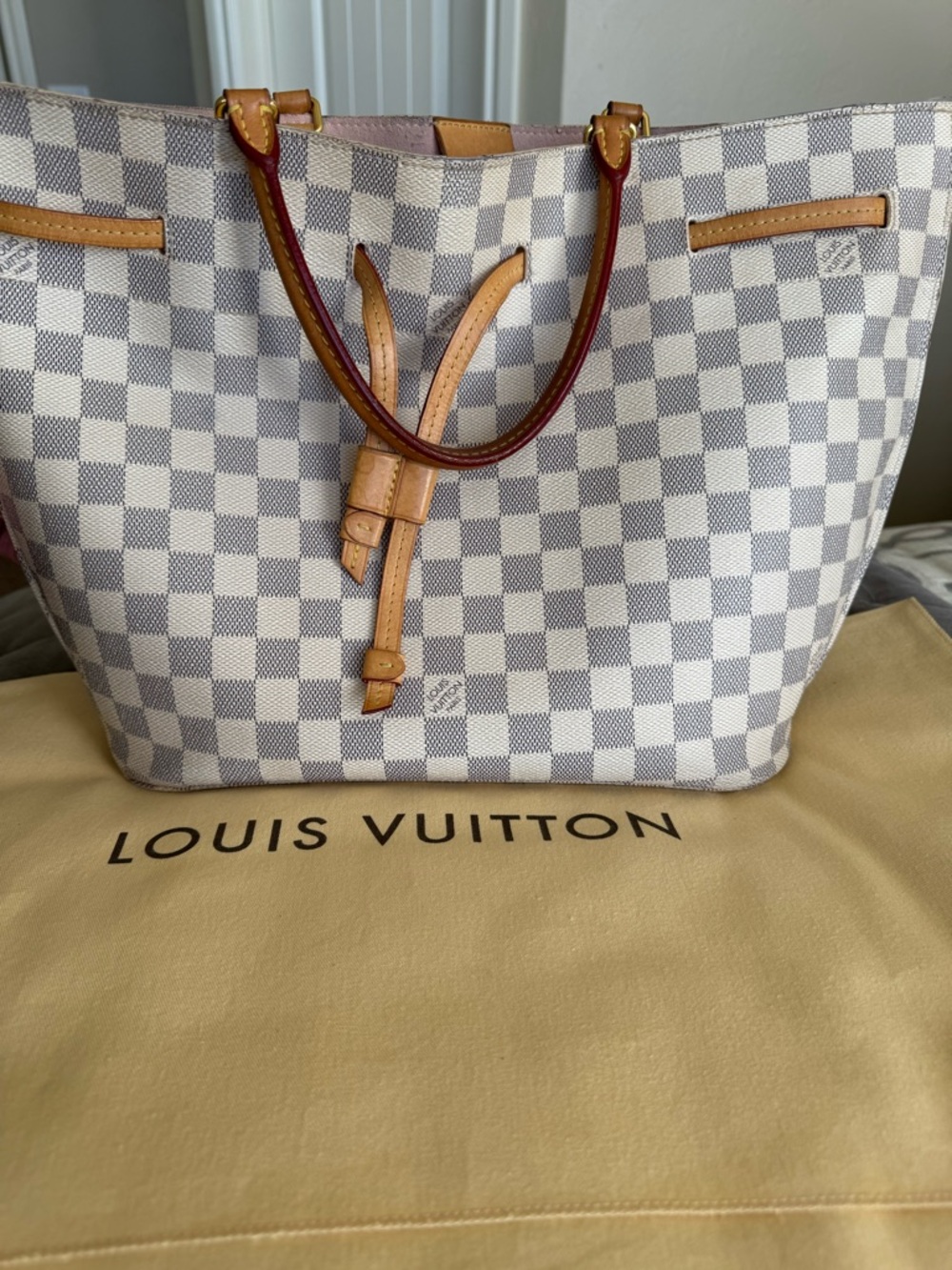 Louis Vuitton Damier Azur Canvas Neverfull-Style Tote with Vachetta Trim